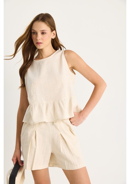 Kadın Keten Bluz Şort Takım fırsatları