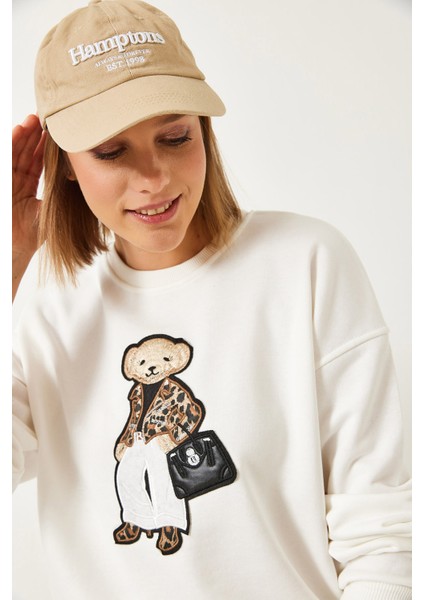 Kadın Üç Iplik Nakışlı Sweatshirt