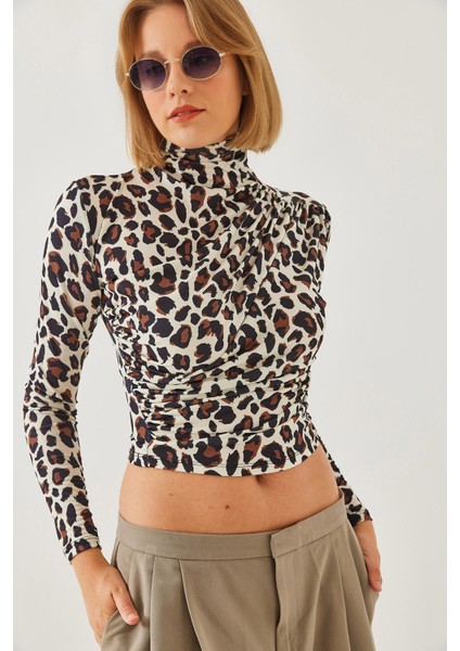 Kadın Balıkçı Yaka Desenli Bluz -