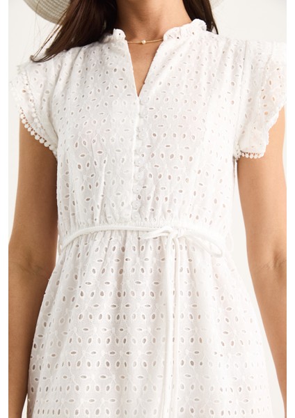 Kadın V Yaka Kol Detaylı Astarlı Midi Boy Fisto Elbise indirimleri