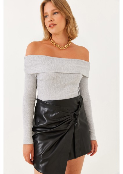 Kadın Madonna Yaka Kaşkorse Bluz