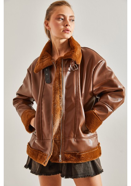 Kadın Deri Peluşlu Mont modelleri