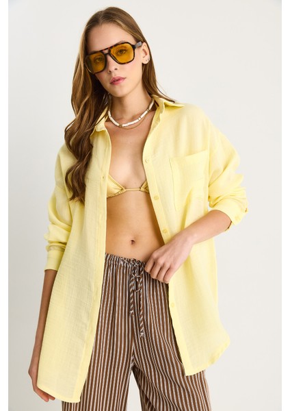 Kadın Oversize Basic Müslin Gömlek fiyatları