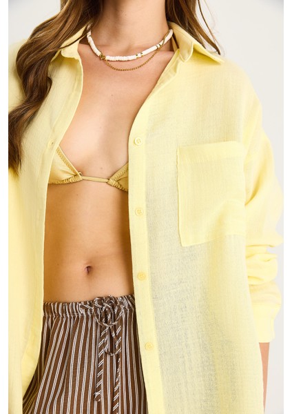 Kadın Oversize Basic Müslin Gömlek fırsatları