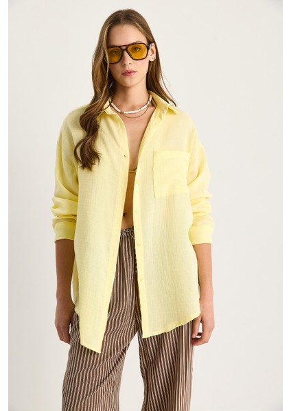 Kadın Oversize Basic Müslin Gömlek indirimleri