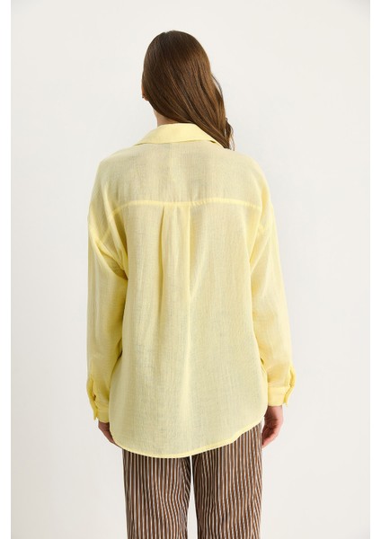 Kadın Oversize Basic Müslin Gömlek