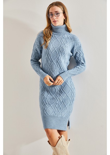 Kadın Saç Örgülü Balıkçı Yaka Triko Elbise fiyatları