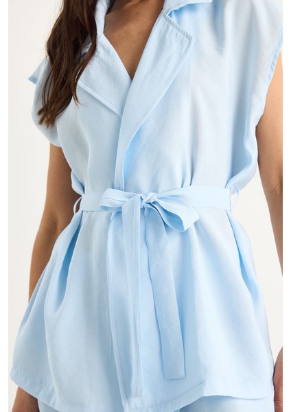 Kadın Kuşaklı Yelek Cep Detaylı Palazzo Pantolonlu Modal Takım indirimleri