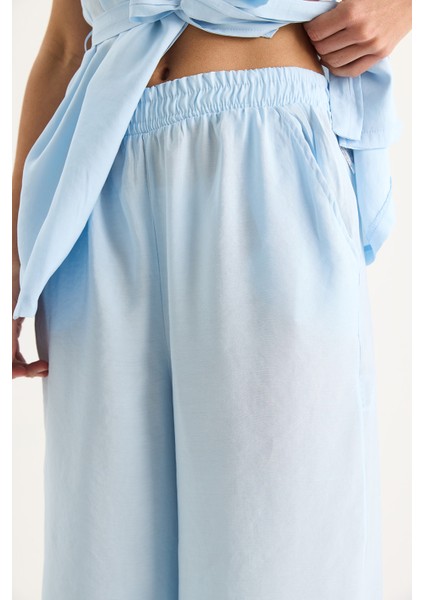 Kadın Kuşaklı Yelek Cep Detaylı Palazzo Pantolonlu Modal Takım