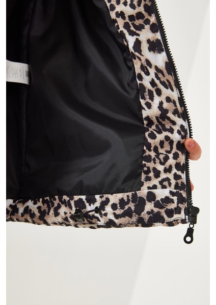 Kadın Balıkçı Yaka Leopar Desenli Şişme Yelek fiyatları