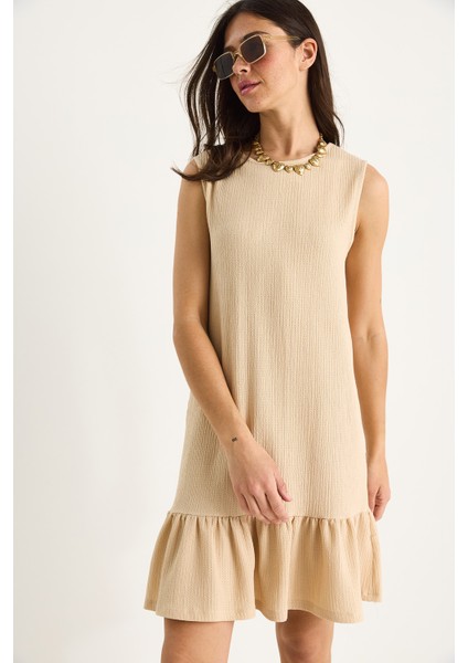 Kadın Kalın Askılı Rahat Kesim Volanlı Bürümcük Elbise indirimleri