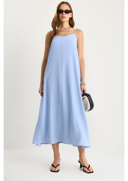 Kadın Ip Askılı Astarlı Dökümlü Rahat Yazlık Elbise