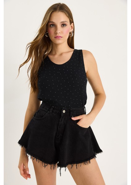 Kadın Desenli Kalın Askılı Dijital Baskılı Regular Yazlık Örme Bluz fiyatları