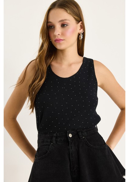 Kadın Desenli Kalın Askılı Dijital Baskılı Regular Yazlık Örme Bluz modelleri