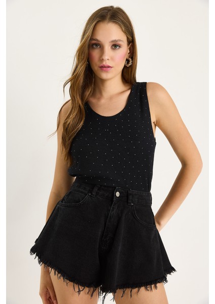 Kadın Desenli Kalın Askılı Dijital Baskılı Regular Yazlık Örme Bluz fırsatları