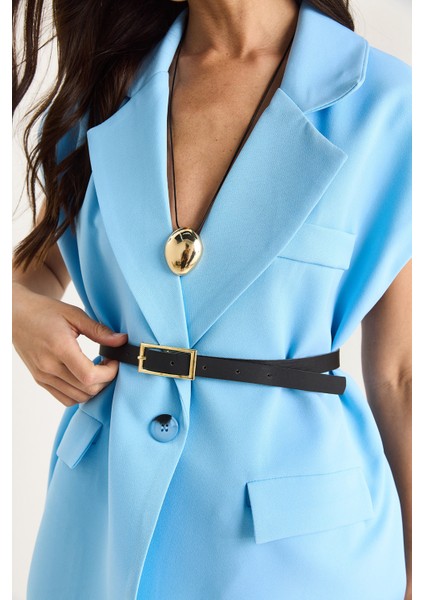 Kadın Cep Detaylı Kemerli Vatkalı Oversize Astarlı Blazer Yelek fiyatları