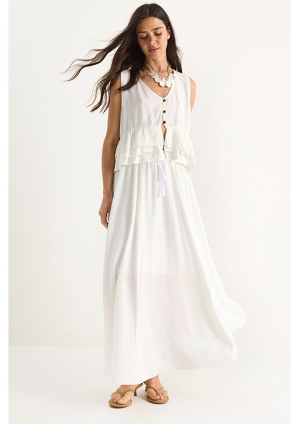 Kadın Fisto Detaylı Bluz Beli Lastikli Astarlı Etek Gofre Takım S-