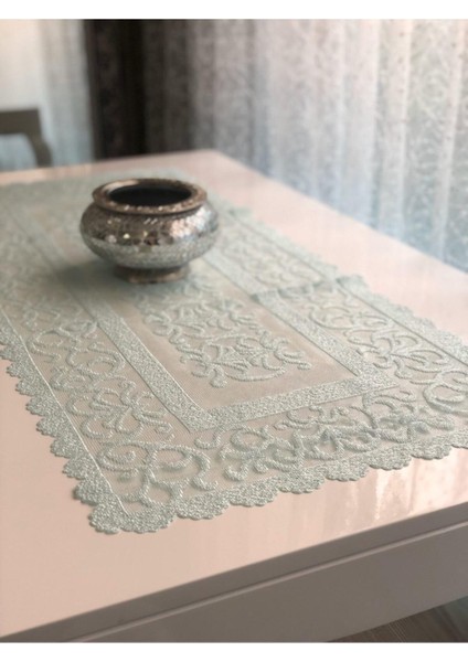 Örme Pano Desenli, 6 Parçalı, Salon Takımı, Canlı Su Yeşili Renk. modelleri