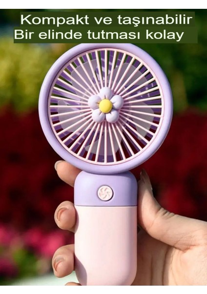 Ipli El Fanı Papatyalı Model Şarjlı Fan Vantilatör Serinletici Taşınabilir modelleri