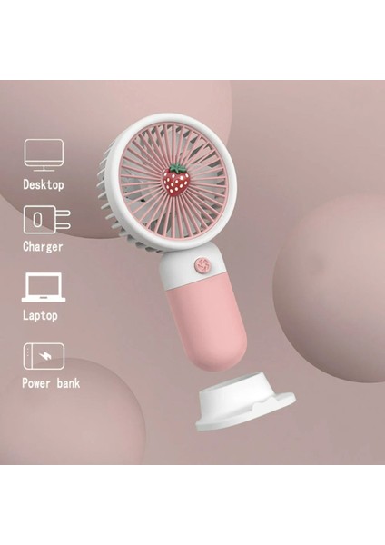 Meyveli Masa Standlı Model Şarjlı El Fanı Serinletici Taşınabilir Fan