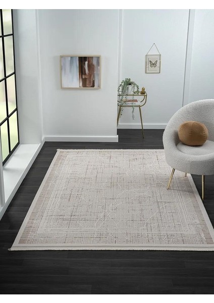 Truva TV015A Bej Vizon Detaylı Kalın Akrilik Tozuaz Modern Halı Salon Yatak Odası Halısı Halısı Koridor modelleri