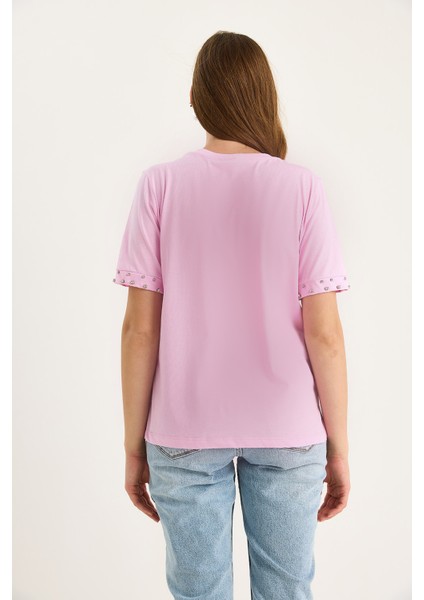 Kadın Kolları Taş Işlemeli Tshirt fiyatları