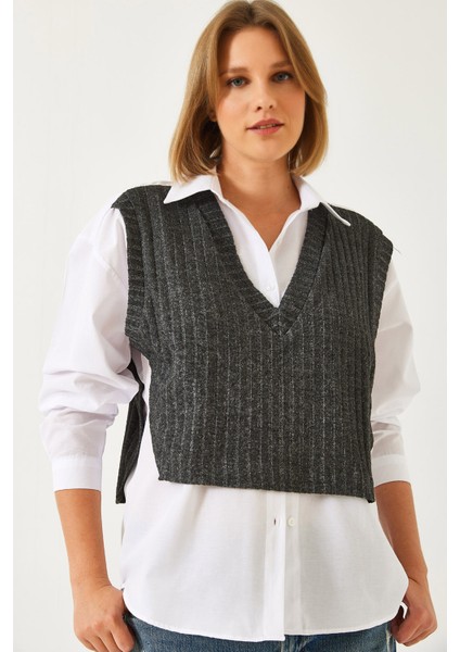 Kadın Süveter Detaylıi Gömlek