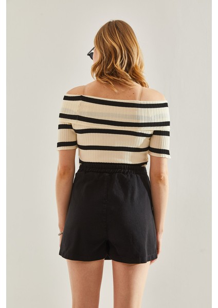 Kadın Arkası Lastikli Yanı Fermuarlı Şort Etek fırsatları