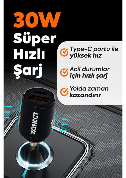 - Araç Şarj Cihazı USB ve Type-C Çıkışlı 30W Hızlı Şarj Adaptörü indirimleri