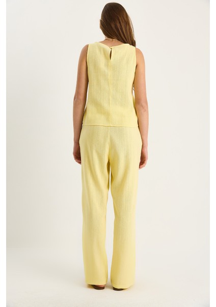 Kadın Keten Bluz Pantolon Takım