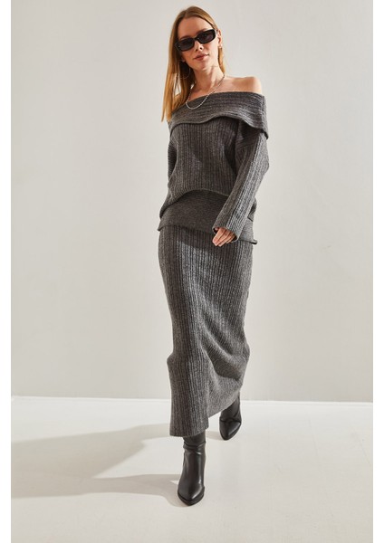 Kadın Madonna Yaka Triko Alt Üst Takım