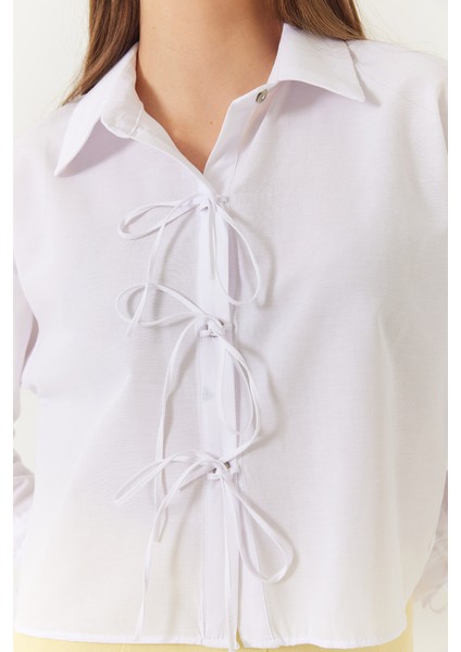 Ön ve Kol Bağlama Detaylı Crop Gömlek fiyatları