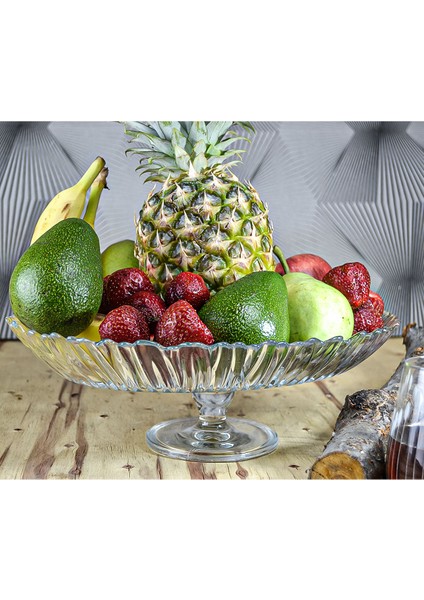 31 cm Ayaklı Cam Meyvelik Pasta Kek Sunum Kasesi Vega Desenli modelleri