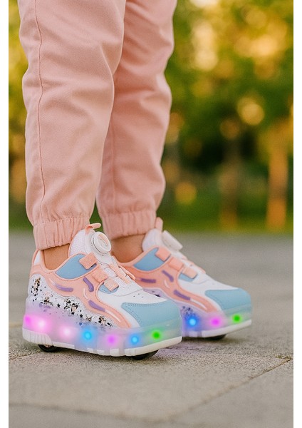 Kaykaylı Çocuk Işıklı Ayakkabı - Işıklı Patenli Kaykay Ayakkabı - Kaykay Ayakkabı