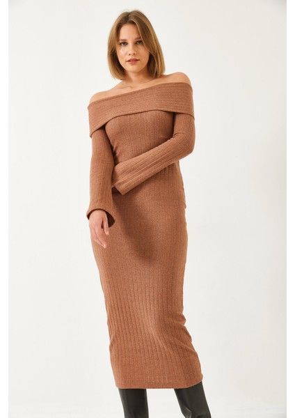 Kadın Madonna Yaka Ispanyol Kol Fitilli Elbise fiyatları