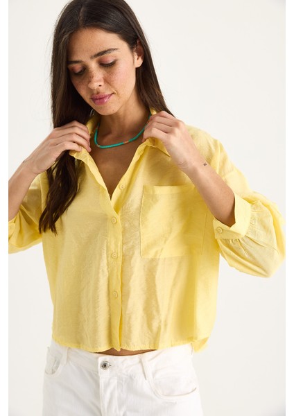 Kadın Yarım Kollu Tek Cep Detaylı Gömlek modelleri