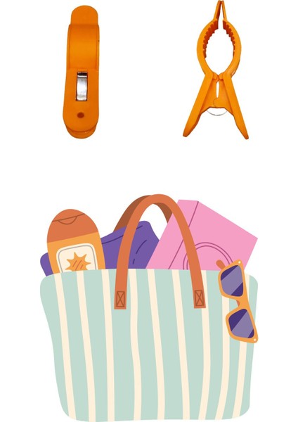 Renkli Büyük Boy Çok Amaçlı Plaj Havlu Mandalı 8'li Set modelleri