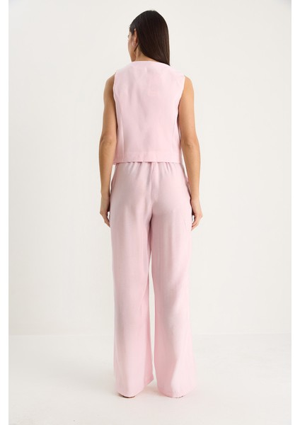 Kadın Bağlamalı Yelek Yüksek Bel Bol Pantolonlu Modal Alt-Üst Takım fırsatları