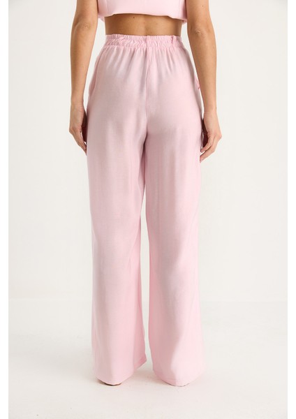 Kadın Bağlamalı Yelek Yüksek Bel Bol Pantolonlu Modal Alt-Üst Takım indirimleri