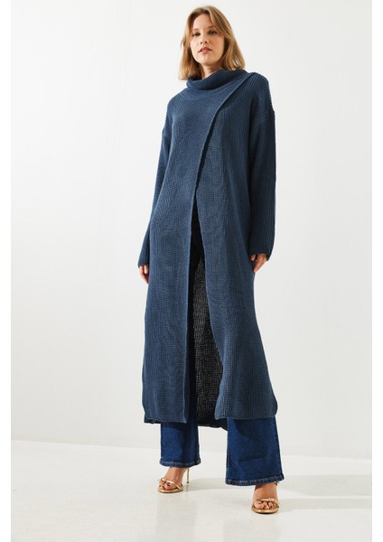 Kadın Yırtmaçlı Salaş Uzun Panço Elbise modelleri