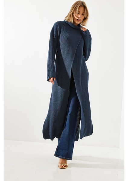 Kadın Yırtmaçlı Salaş Uzun Panço Elbise fırsatları