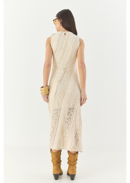 Kadın Dantel Şeritli Astarlı Midi Elbise indirimleri