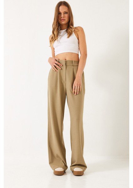 Kadın Beli Lastikli Bol Paça Pantolon fiyatları