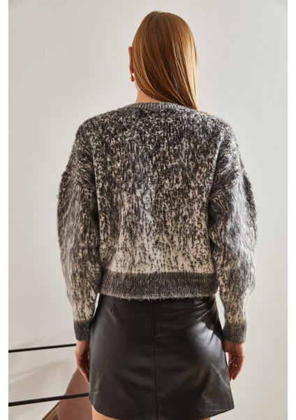 Kadın Düğmeli Şardonlu Triko Hırka