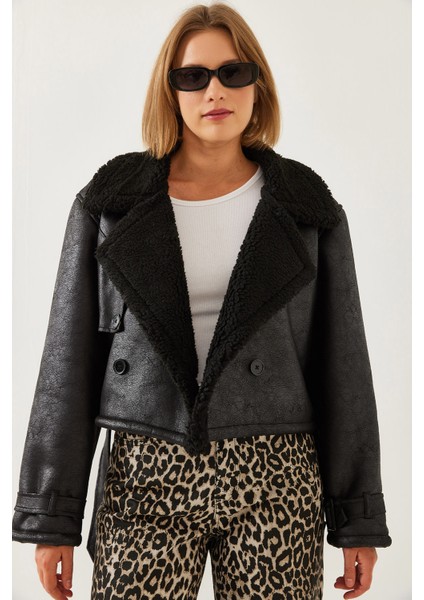 Kadın Aller Detay Crop Lamine Mont