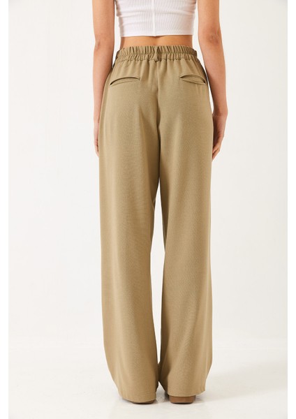 Kadın Beli Lastikli Bol Paça Pantolon fırsatları