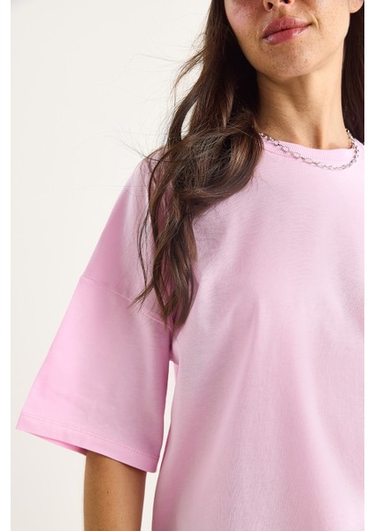 Kadın % Organik Pamuk Oversize Basic T-Shirt fırsatları