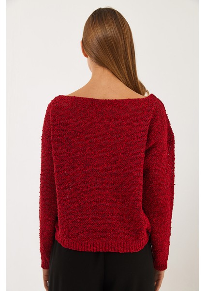 Kadın Kayık Yaka File Detay Ajurlu Triko Bluz fiyatları