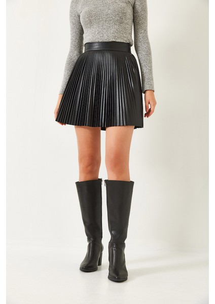 Kadın Deri Pileli Mini Etek fırsatları