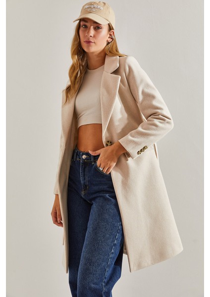 Kadın Tek Düğmeli Kuşaklı Astarlı Kaşe Kaban fiyatları